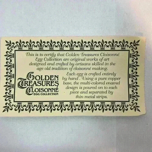 Golden Treasures‎ Cloisonne Egg Hand Crafted Copper Floral Birds Stand Box - Picture 8 of 9